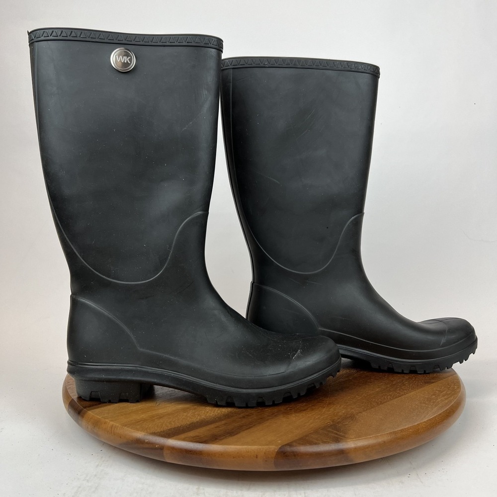 Womens Wet Knot Surrey Black Rubber Tall Casual Waterproof Rain Boots Size 9‎ M